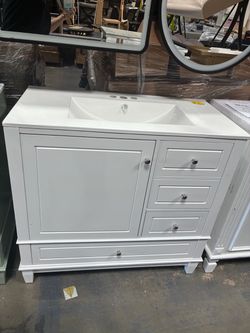 Sale $275 Each 36” Bathroom Vanity with Sink Solid Wood Frame
