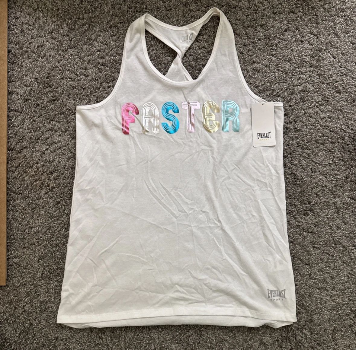 Everlast Sport Youth Girl’s Size XL (14-16) White Tank Top “Faster” Athletic