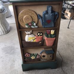 Folk Art Wood Cabinet 