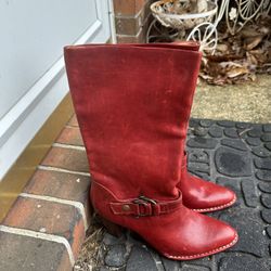 Beautiful Red Leather Frye Boots