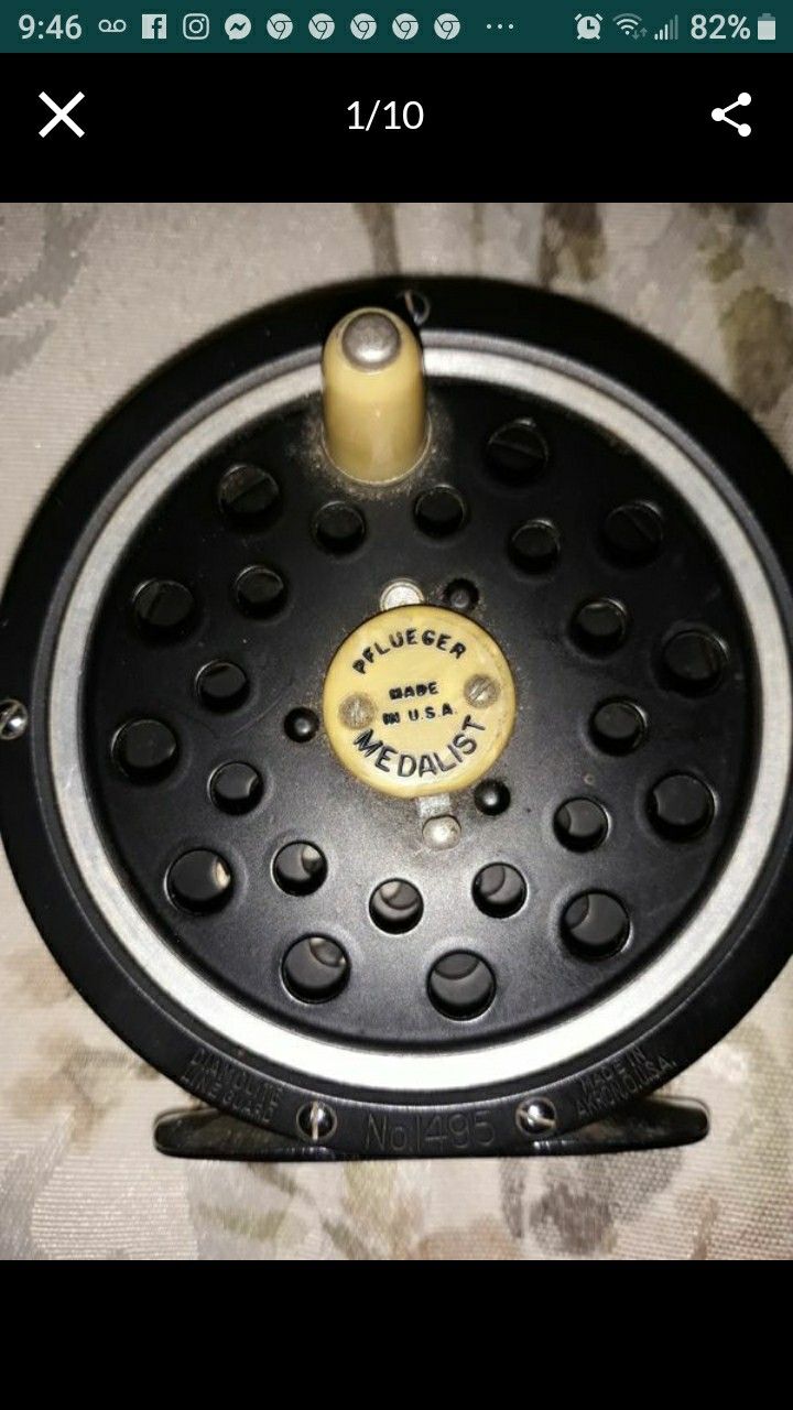 Vintage 60s? Pflueger MEDALIST 1495 Fly Fishing Reel - Made in the U.S.A. Collectible. Sports, rivers,