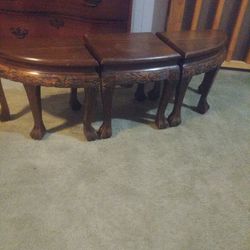 Three Piece Old Small Table Set