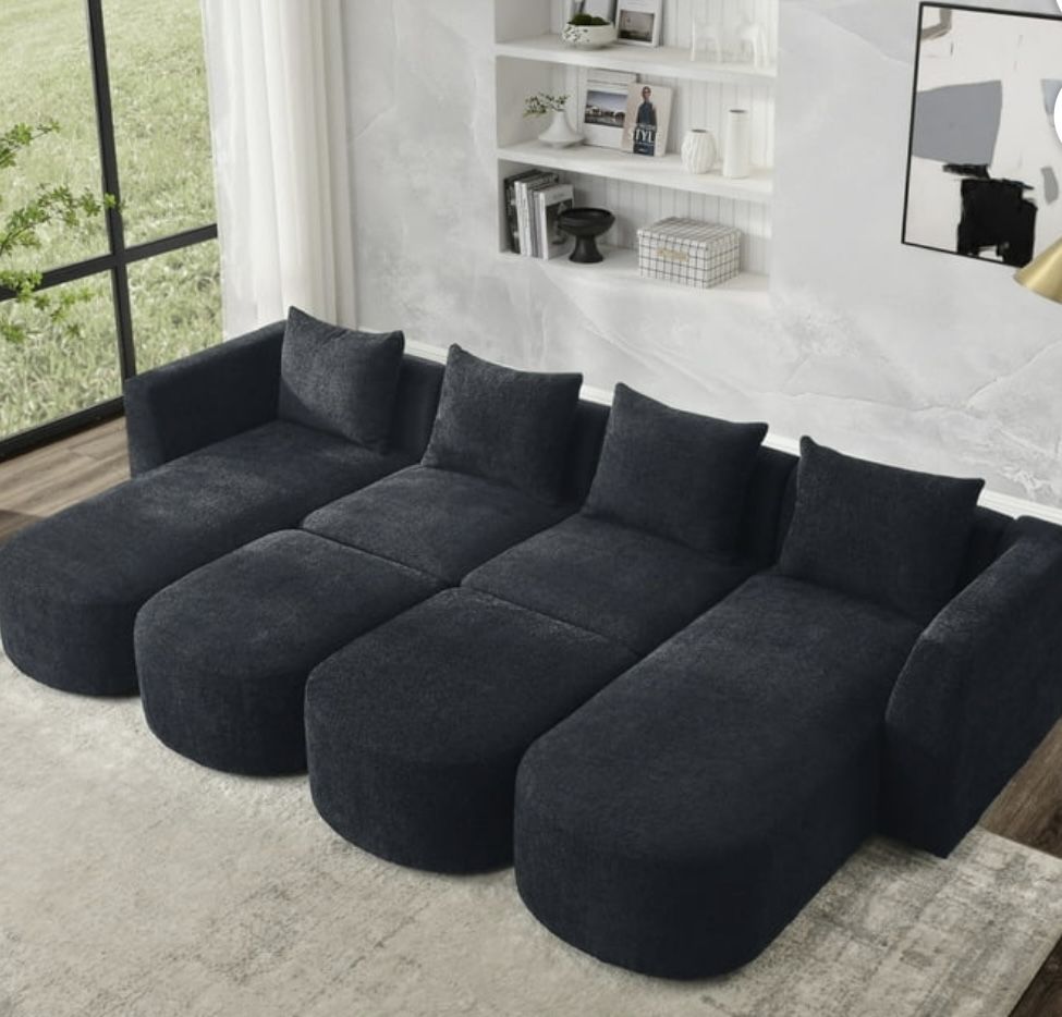 Brand New In Box CARBRO Black Fabric Sectional Couch