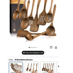 Brand new, Wooden Spoons for Cooking, Nonstick Cooking Utensil Set with 10 Piece Acacia Wooden Spatulas and Spoons for Cooking, Terrific for Everyday 