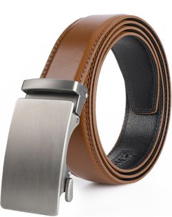 Belt Leather, Ratchet Dress  Belt with Automatic Slide Click, Trim To Fit
