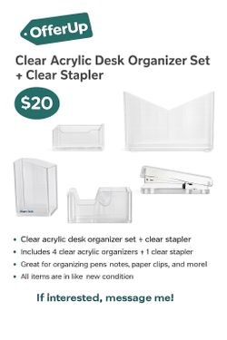 Clear Acrylic Desk Organizer Set + Stapler – Like New