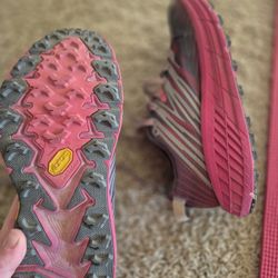 Pink/ Gray Hoka Running Shoes 
