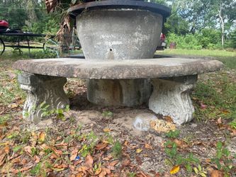 2 concrete garden benches