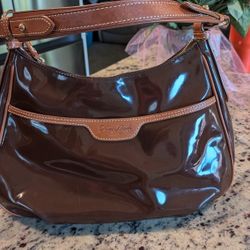 Dooney & Burke Elegant dark Brown  Shoulder Satchel Purse Top Leather Handles 

