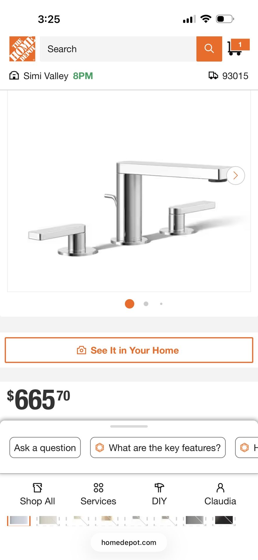 Kohler Wide Spread Faucet
