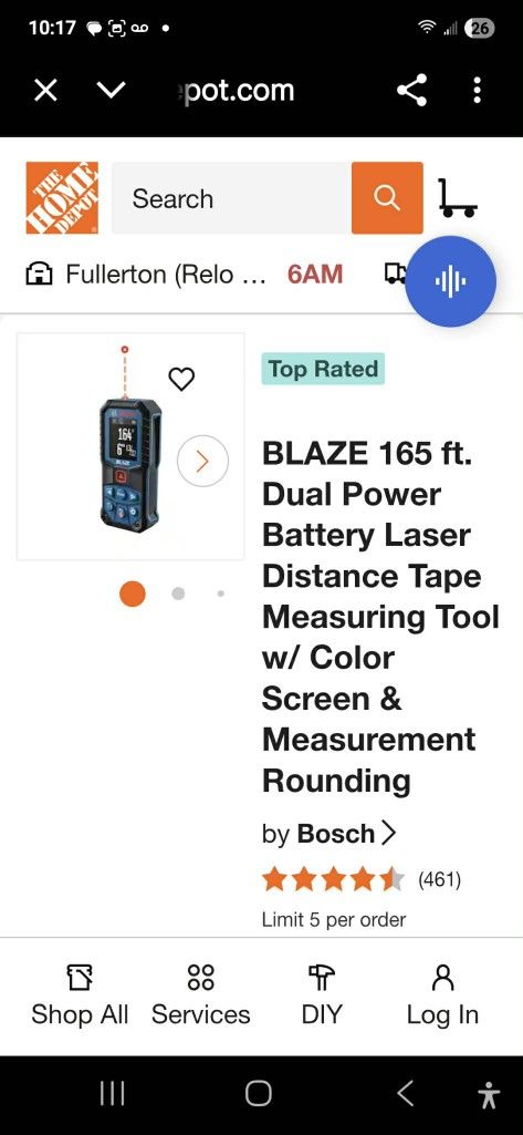 Dual Power Battery Laser Measuring Tool W/ Color Screen And Measurement Rounding 