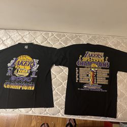 2 Vintage 2000 Lakers NBA Finals Champions Tee T-Shirts (XL) Kobe Shaq