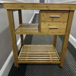 Kitchen Island Cart - Butcher Block Table on Wheels Drawers, Shelves