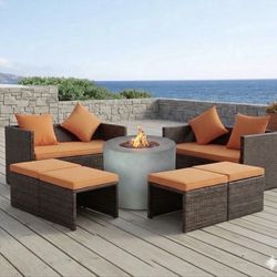 Kinger Home Loren 32-Inch Round Propane Fire Pit Table, Alloy Steel Outdoor Fire Pit with 50,000 BTUs, CSA Certified, Includes Lava Rocks and Weatherp