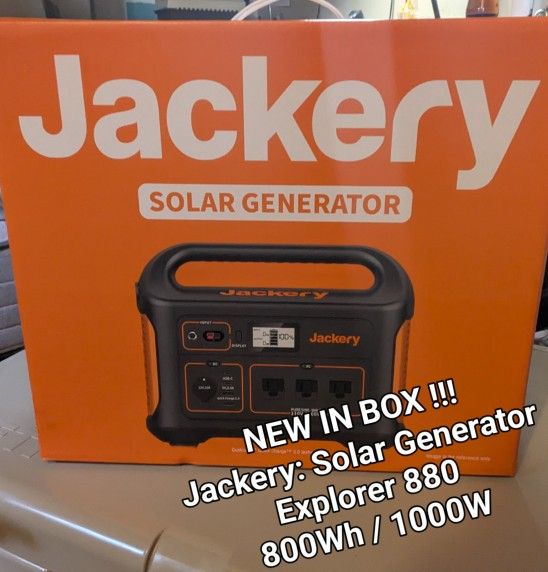 Jackery Explorer 880, 880 Wh / 1000w, Solar Electric Generator BRAND NEW IN BOX