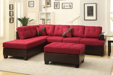 Brand new red sectional + ottoman