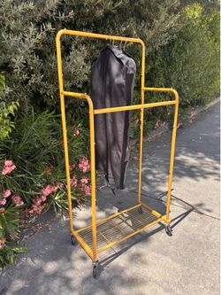 Rolling clothes rack w/hooks
