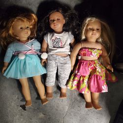 Set Of 3 American Girl Dolls, 18" 