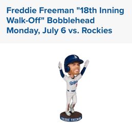 LA Dodgers * Freddie Freeman “18th Inning Walk-Off” Bobblehead + Topps Card | Presale