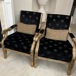 Elegant Carved Wood Accent Chairs – 2‐Piece Set