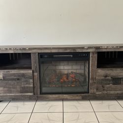 Electric Fireplace Rustic Media Console TV STAND for 80 Inch TV