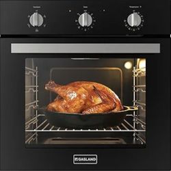GASLAND 24 Inch Built-in Electric Wall Oven, 2.79 Cu.ft Single Wall Oven with 5 Cooking Modes, Knob Control, Removavle Triple-Layer Glass Door, 2200W 