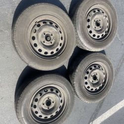 4 - 185/70r14 4x100 4x3.94 Stock Steely Civic Rims Wheels And Tires !!!