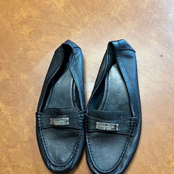 Coach Fredrica Black Pebbled Leather Slip-On Driving Shoes/Loafers Size 8B