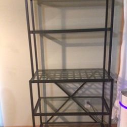 Glass and Steel Shelves Unit.