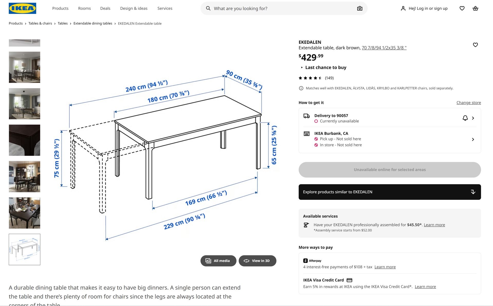 IKEA Dining Table and 3 Dining Chairs