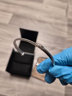 David Yurman Diamond Cable Flex X Bracelet Sterling Silver