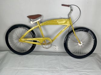Metal Art Yellow Beach Cruiser Bike Bicycle Hanging Wall Decor 35"