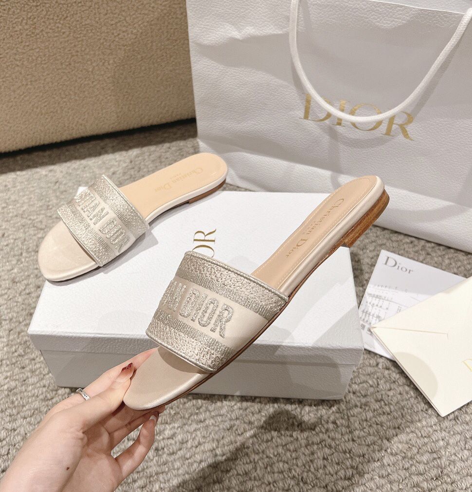 Dior letter webbing design flat cool slippers(off76)
