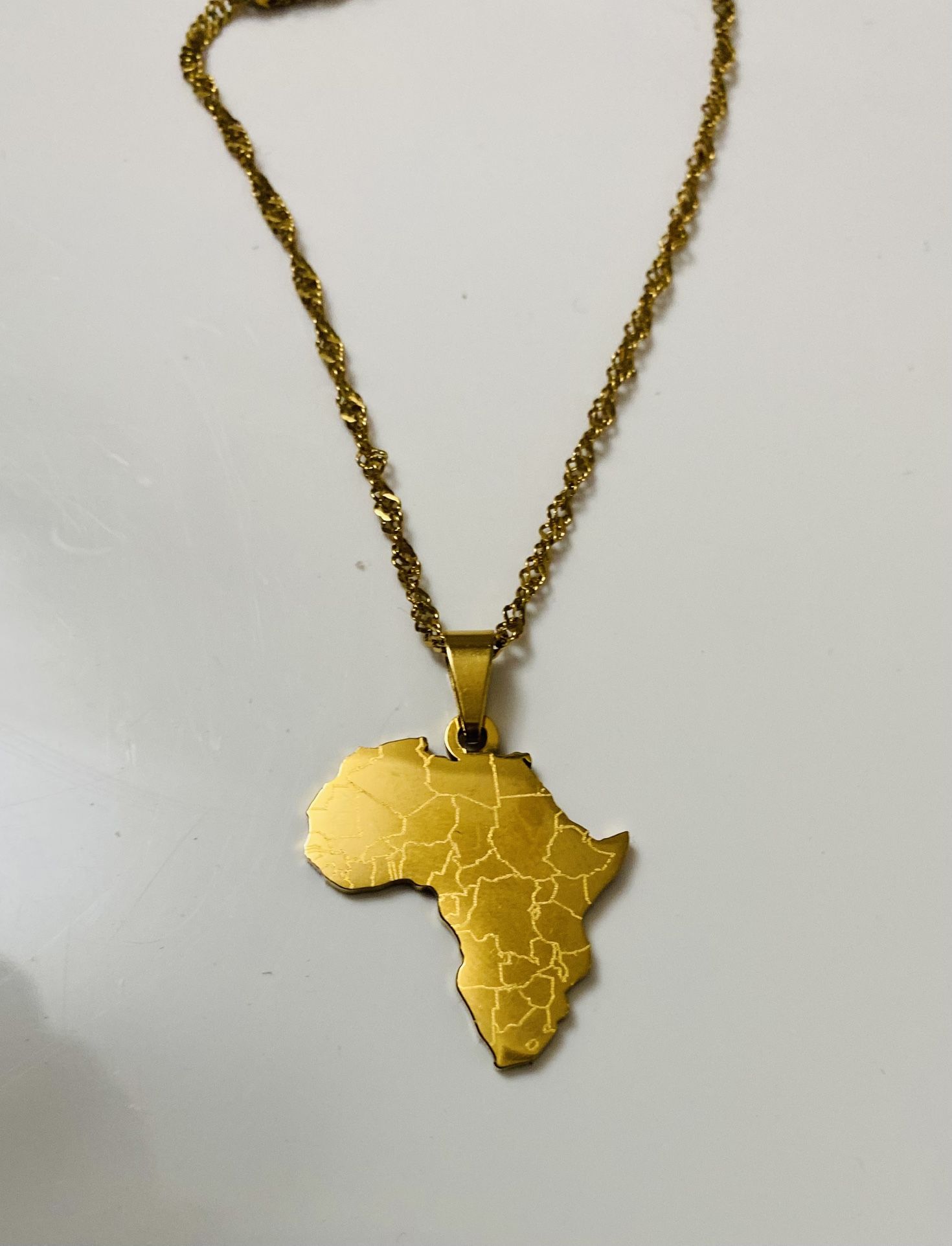 Stainless Golden Africa Pendant Chain