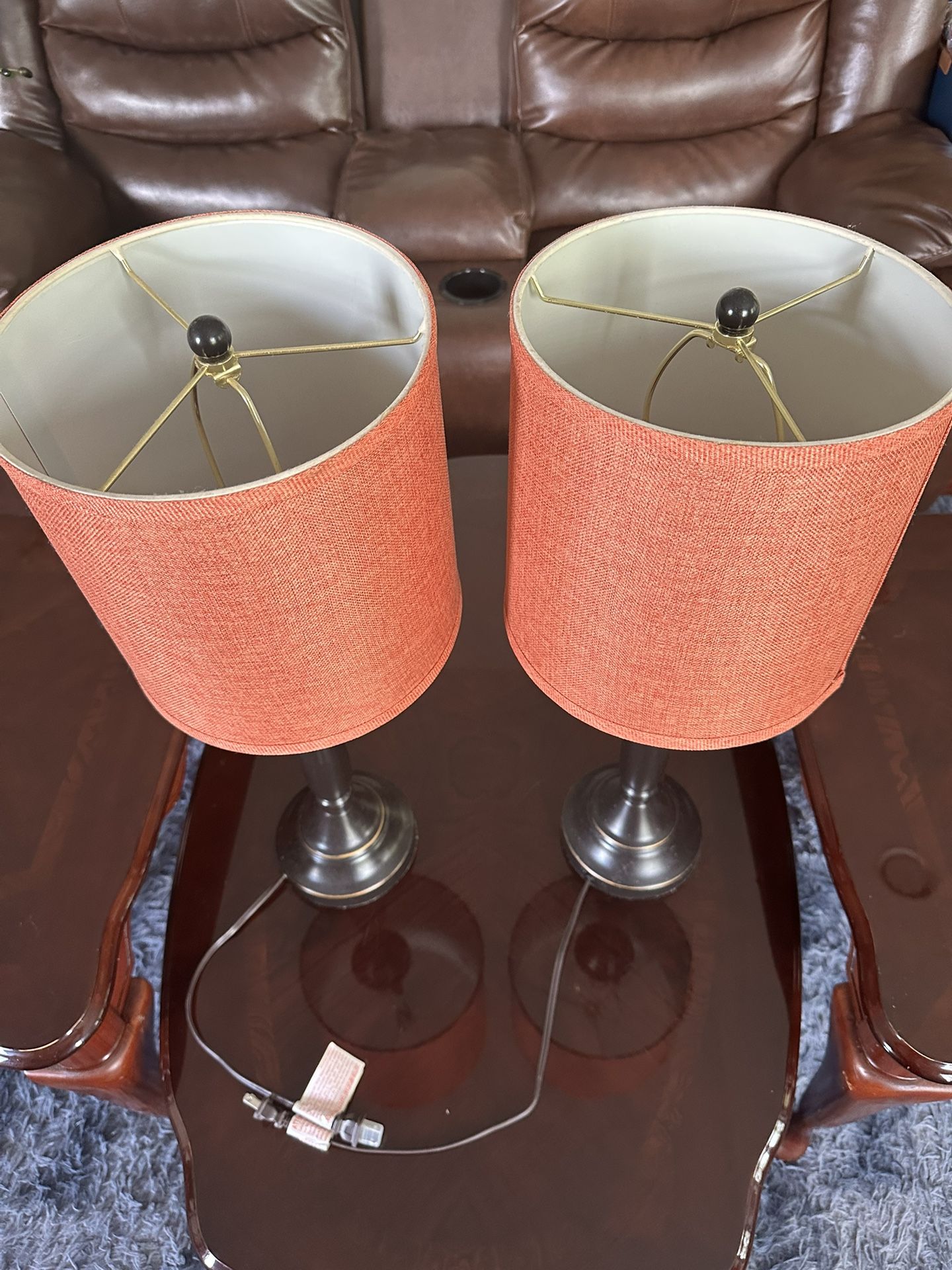 Coffee table, End tables, and Table lamps