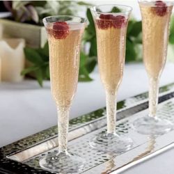 Disposable Plastic Champagne Flutes Clear like Fancy Wine Stemware 96pcs 