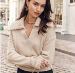 Express COLLARED V-NECK LONG SLEEVE SWEATER