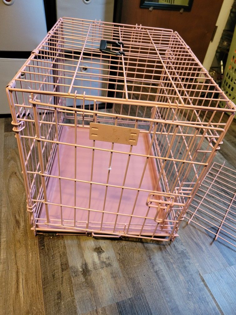 Pink Metal Dog Crate
