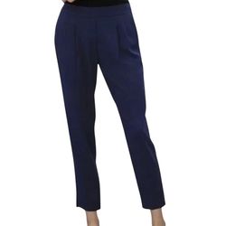 Aritzia Babaton Cohen navy blue pleated crepe tapered leg elastic waist pants, size 4