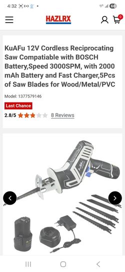 Cordless saw compatible with Bosch battery