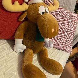 1996 Rocky & Bullwinkle 25" Plush Stuffed Animal Toy Christmas Elf Collectible