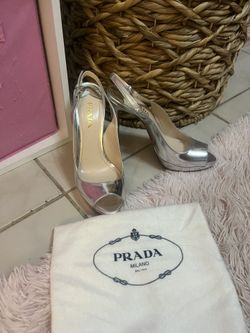 Silver Prada Heels