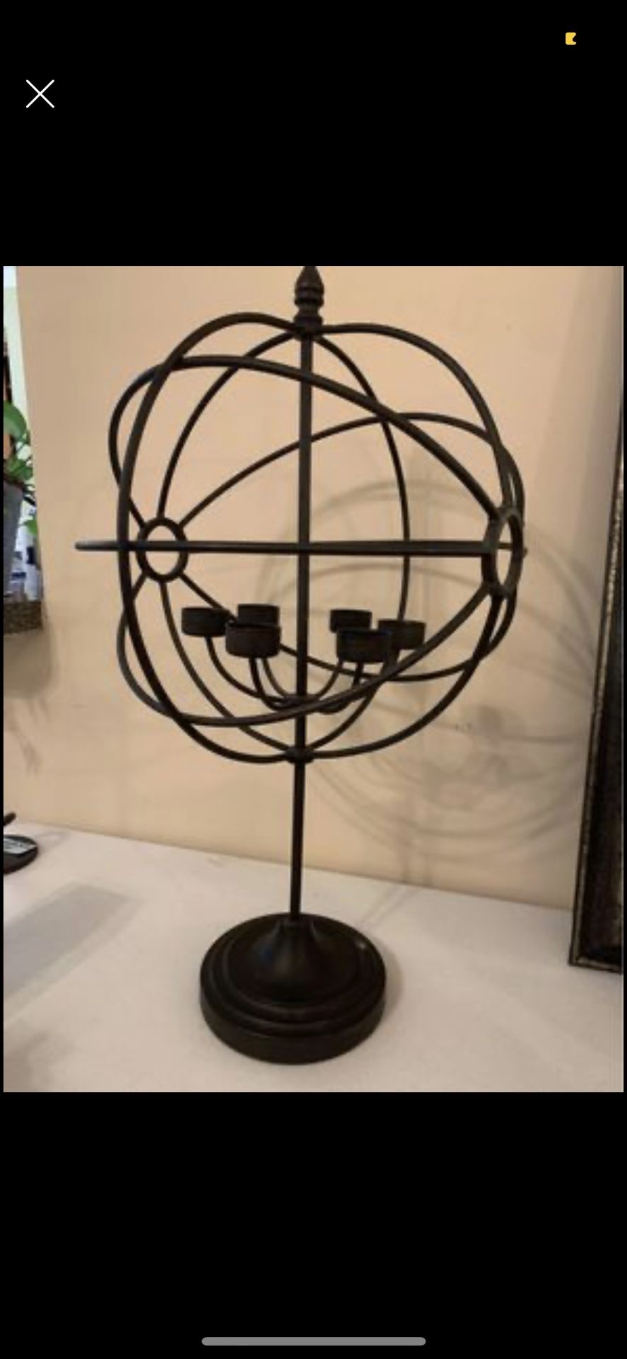 Boutique decor (like restoration hardware) iron globe tea light candle holder
