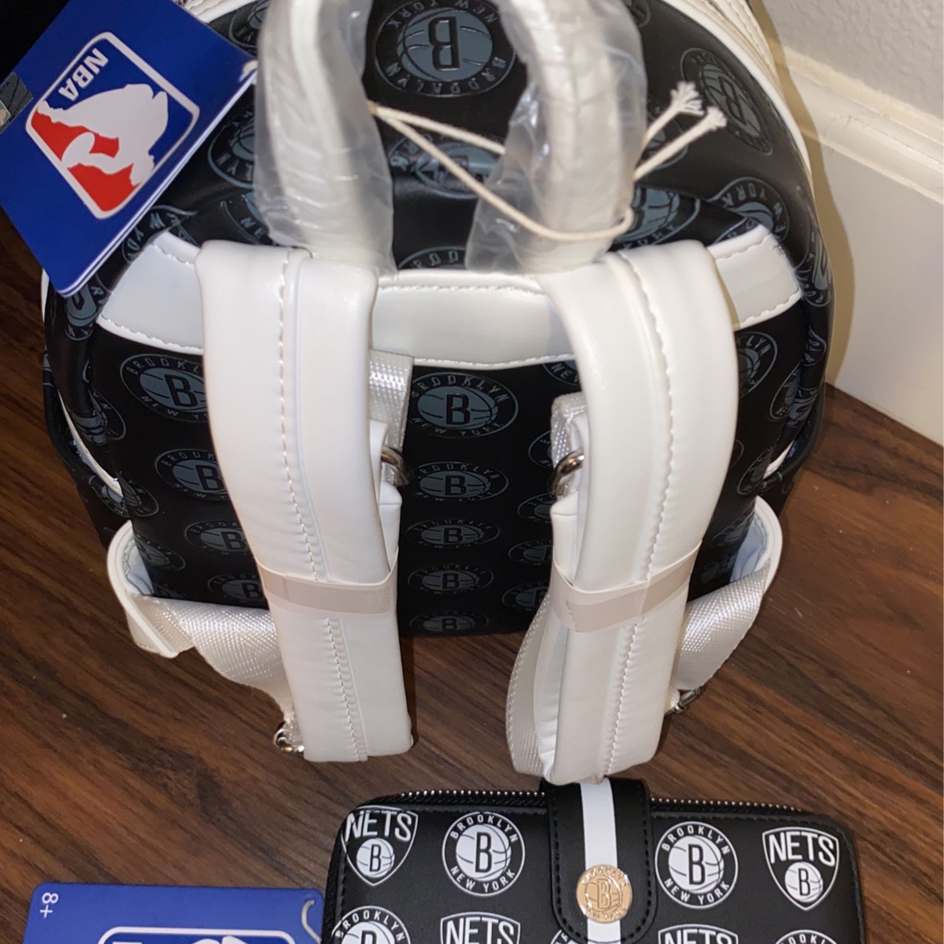 LOUNGEFLY NBA Brooklyn Nets Logo Mini Backpack & Matching 