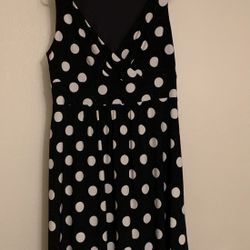 Nice, Dressy, Black And White Polkadot Dress.  Worn Once