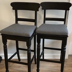 2x Restoration Hardware Barstools With Custom Cushions