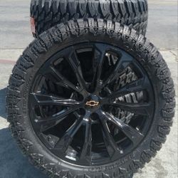 22” Chevy Silverado GMC Sierra Replica Wheels & Tires Off-Road Tahoe Yukon Escalade Suburban Rines Y