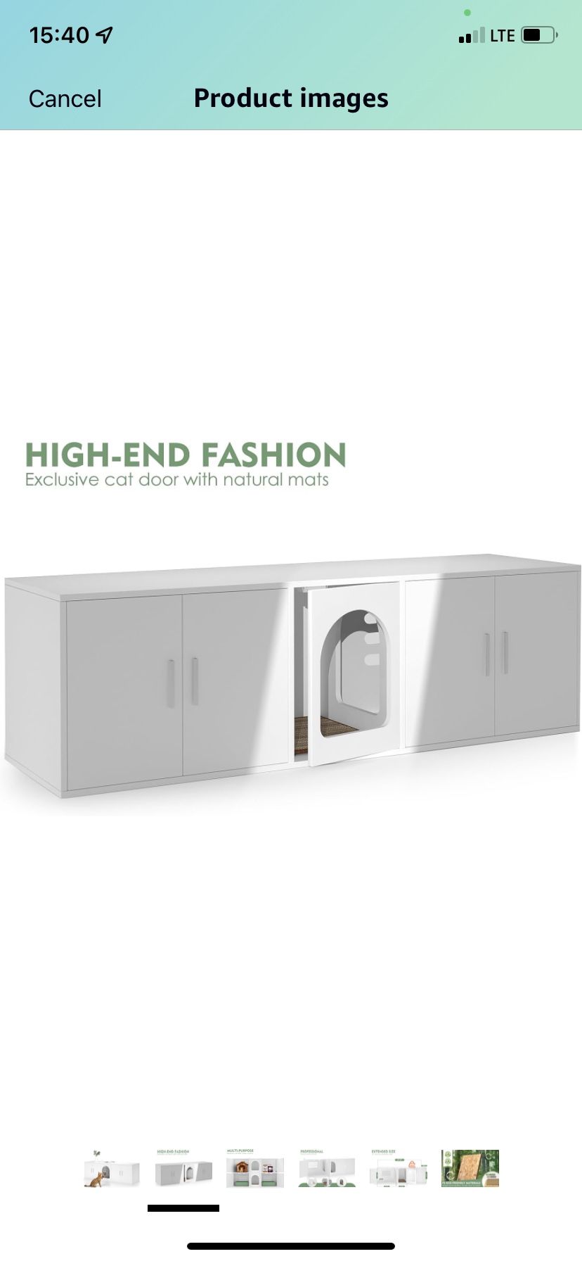 Litter Box Enclosure for 2 Cats, Cat Litter Box Enclosure Furniture with Double Room, Wooden Litter Box Furniture with Cat Door, White