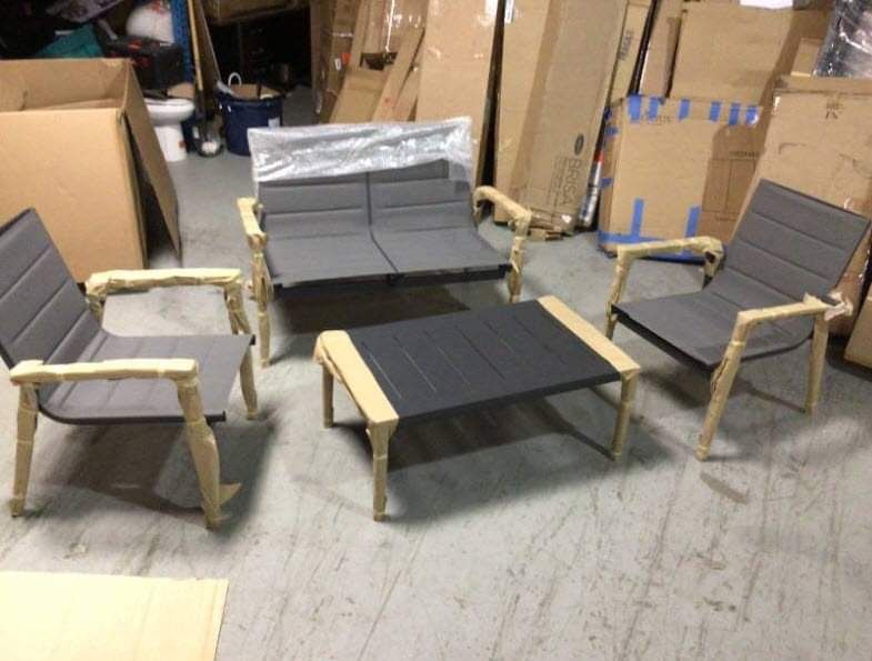 4 Piece Aluminum Modern Outdoor Dining Set With Rectangular Coffee Table