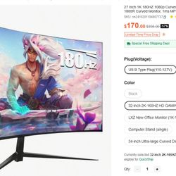 32 inch 165hz computer monitor 